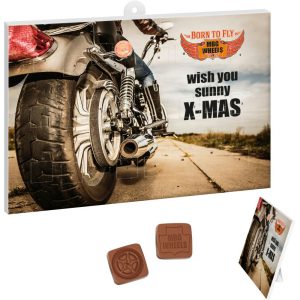 Adventskalender mit Logo und vidividuellen Schokoladentäfelchen