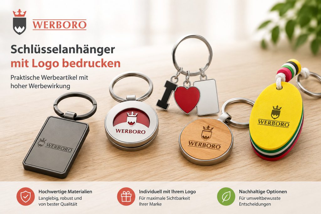 Schlüsselanhänger mit Logo bedrucken – verschiedene Materialien
