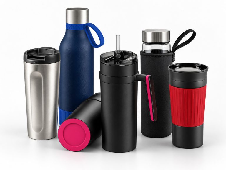 RETUMBLER Trinkflaschen und Thermobecher mit Logo als Gruppenbild