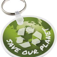 Schlüsselanhänger aus recyceltem Kunststoff mit Logo